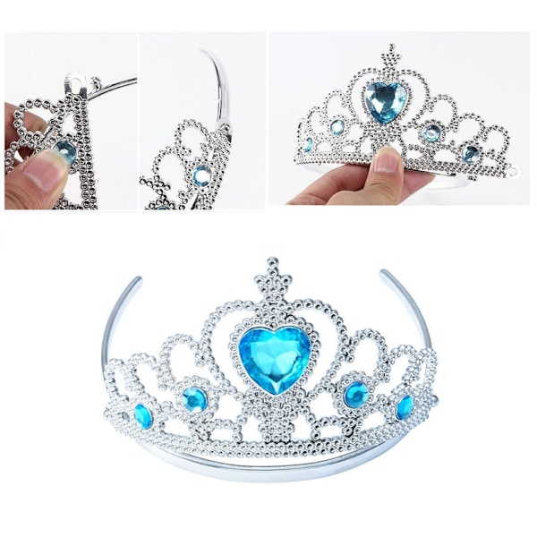 Elsa prinsessekjole + tiara/fletning/handsker 120 cl