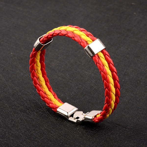 Mode Ryssland Spanien Frankrike Brasilien Flagga Läder Team Armband Herr Fotbollsfans Hög Kvalitet Par Present Smycke Spain Flag