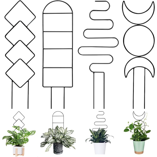 4 stk plante espalier til klatreplanter innendørs, liten espalier for potteplanter, innendørs plante espalier for potteplanter S