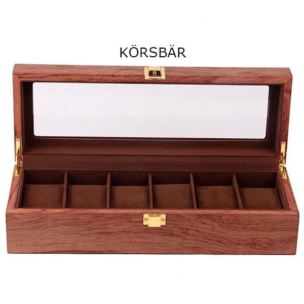 Klockbox för 6 klockor i trä - Valnöt, Körsbär eller Ek 672 Körsbär