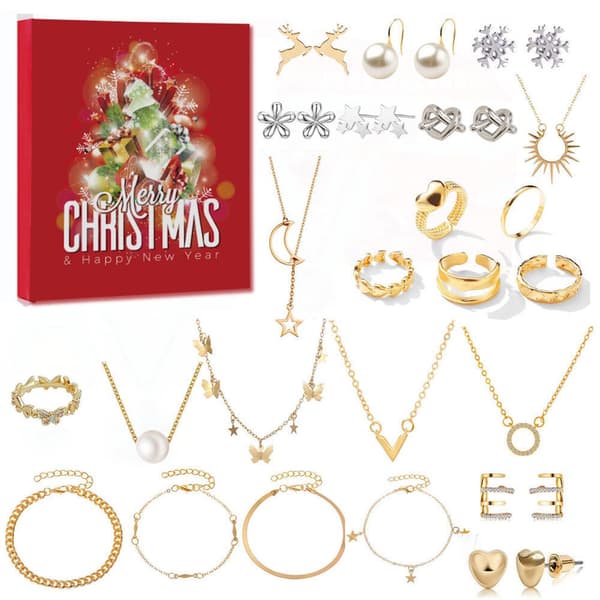 Ny stil Julekalender Smykker: 24 dage med glitrende elegance til jul multifarvet one size-FA12-