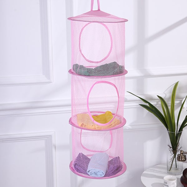 Hängande förvaringsväska 3 Tier Mesh Net Kids Badrum Organizer Purple