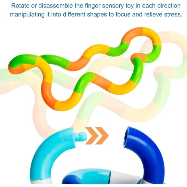 5 stk Tangle Fidget Legetøj Twisty Legetøj Slange Legetøj Dekompression Stressaflastning Stim Silent til Børn og Voksne