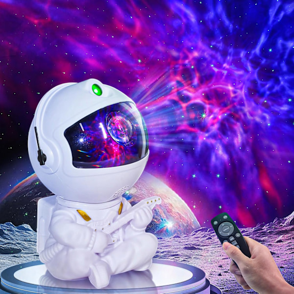 Astronaut Galaxy Projektor Stjernelampe Astronautlampe Galaxy Stjerneprojektor Natlampe LED-lampe med Timer Fjernkontroll (Hvit) White