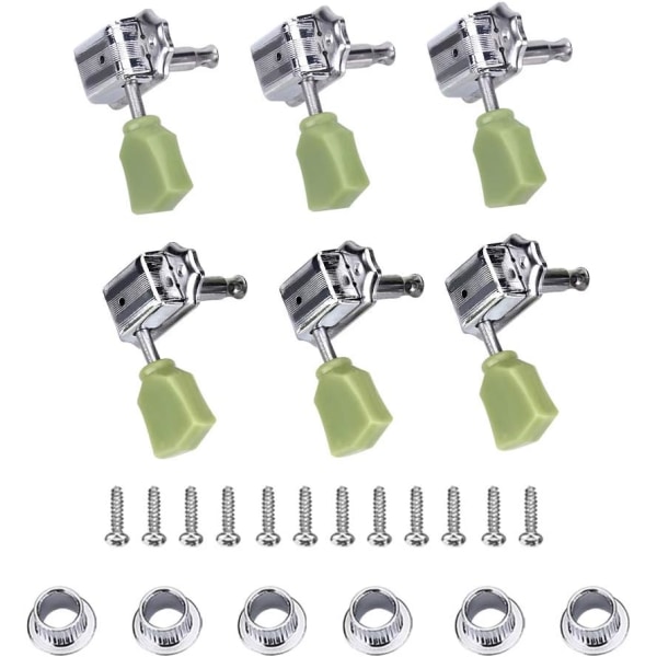 6PCS Tuning Key Pegs, 3R 3L Machine Heads Silver String Tuners