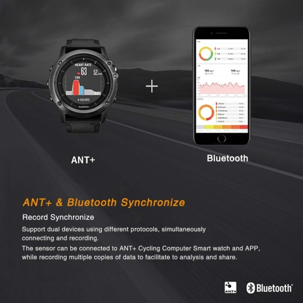 S3+ Cykelsensor för hastighet och kadens, Ant+ och Buletooth 4.0 Wir