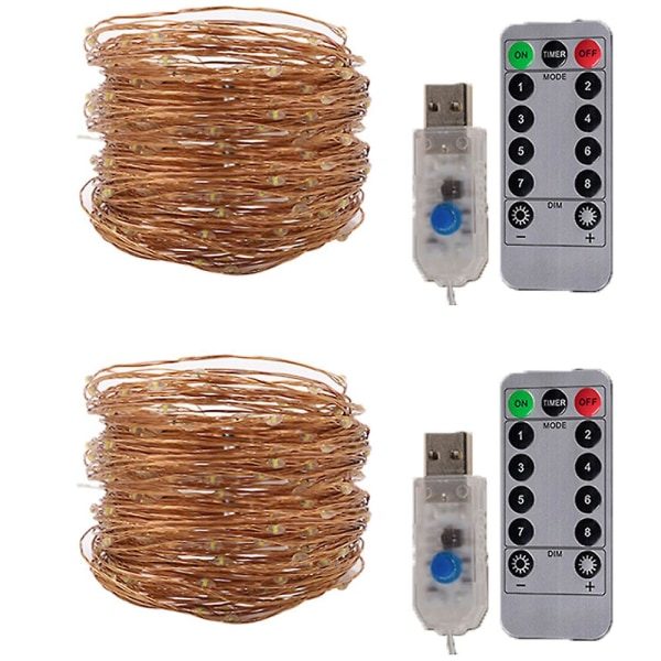 Batteridrivna ljusslingor 2-pack 16,4' 50 LED 8 lägen med