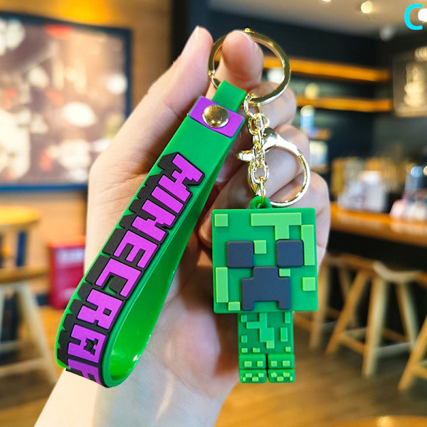 Klassisk Minecraft Figurmodel Legetøjs Nøglering My World Steve A