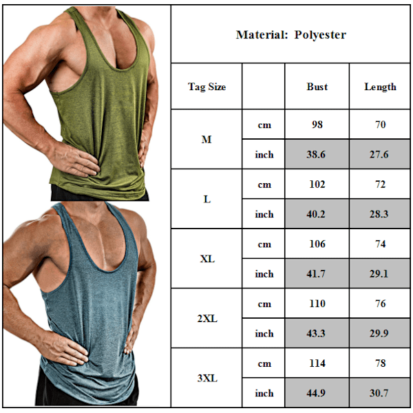 Herr Sommar Ärmlös Gym Sport Tank Top Fitness Träning Väst Armég Grön Army Green 2XL