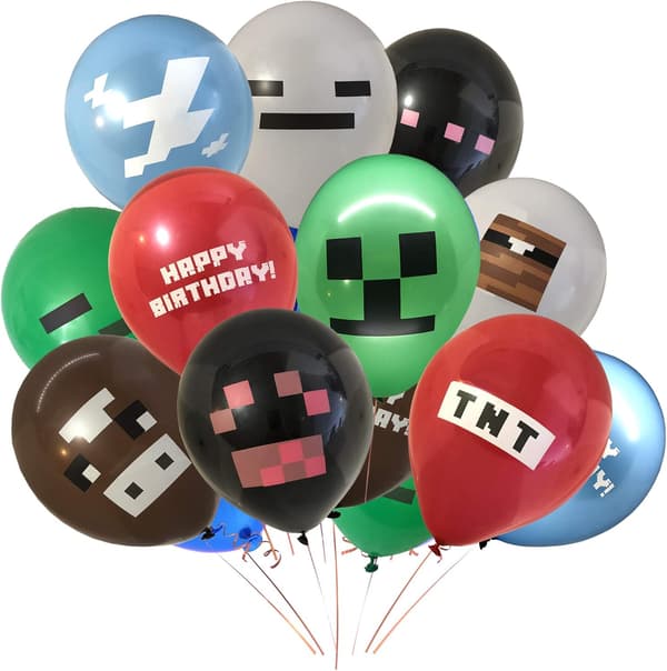 24-pack Pixel Miner Craft Style Gamer Party Balloons - Large-FA-