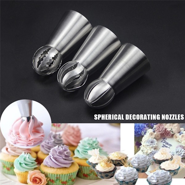 3 store sprøytetips / dyser - Rustfritt stål silver