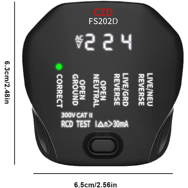 Stikkontakt Tester FS202D Bærbar RCD Lækage Beskyttelse