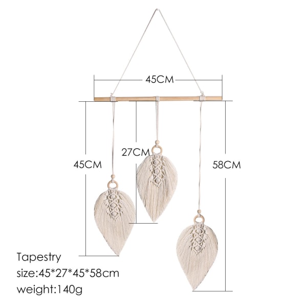 Macrame Väggbonad Bohemian Macrame Deko Macrame Fjäder Vägg H