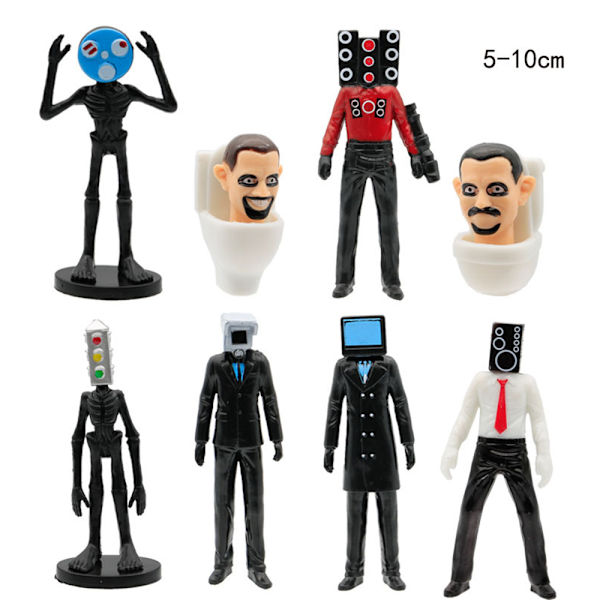 8PCS Skibidi Toalett Actionfigurer Spel Toiletman Speakerman -B B