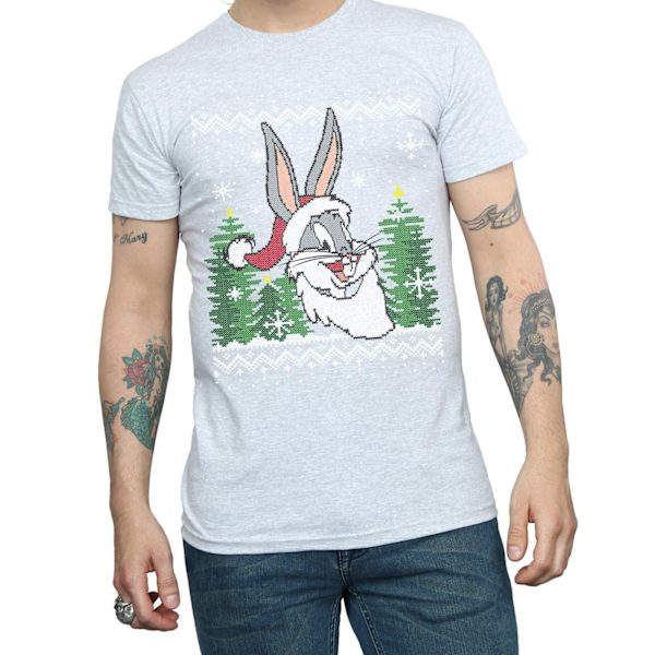 Looney Tunes Herra Bugs Bunny Joulu Fair Isle T-paita M Urheilunharmaa Sports Grey M