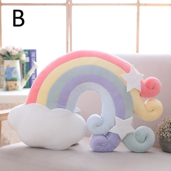 Plush Sky Puter Godteri Farge Regnbue Sky Stjerne Måne Pute Sitte Kastepute Leke For Barn Gave Hjem Stue Kontor Innredning B