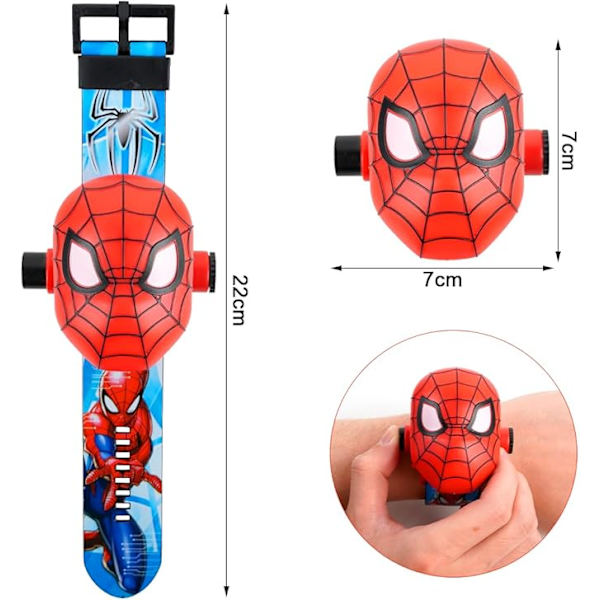 Digital klocka för barn, projektionsklocka för barn, klocka med digital projektor, digital klocka för barn med 24 projektionsmönster Spider-Man