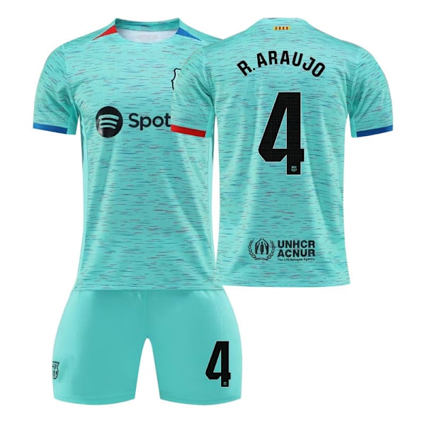 23/24 FC Barcelona Tv? Bortatröjor Fotbollsset För Barn 4 R.ARAUJO