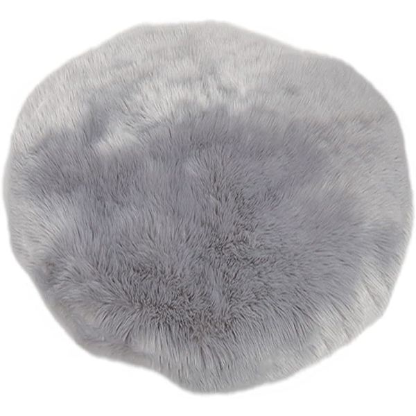 Supermyk rund og fluffy shag-teppe i imitert saueskinn