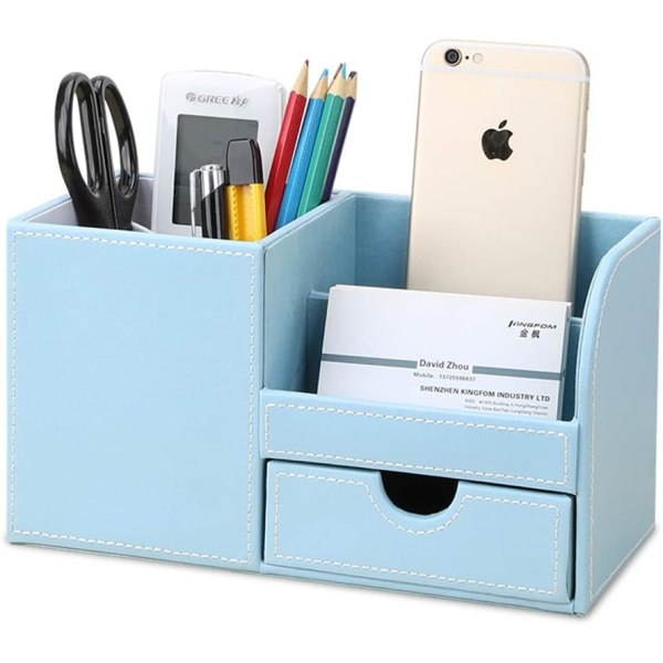 Leather Multifunctional Desk Stationery Storage Box Pen/Pencil