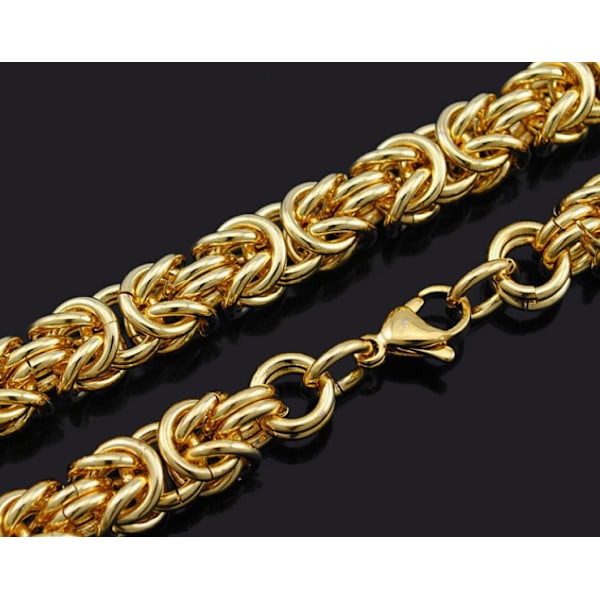 Guld Kejsarlänk Halsband i Rostfritt Stål med 18k Guldplätering 6mm tjock, 59cm lång