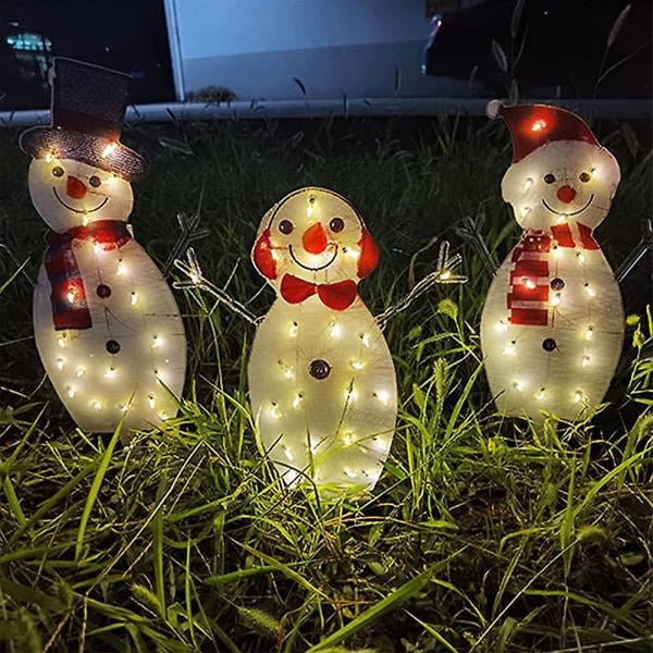 Julscen Layout Dekorativa LED-ljus Glödande Jul Snögubbe Släde Älg Pingvin Gård