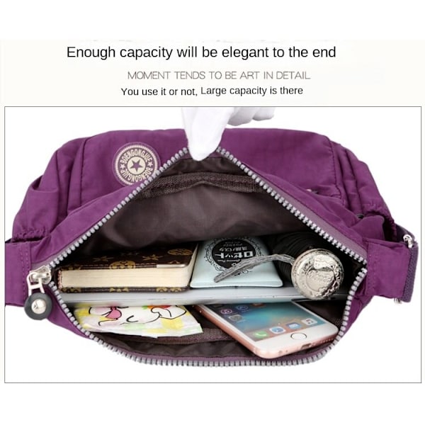 Dam Handväska Canvas Casual Axelväska Vattentät Crossbody-väs Dark purple