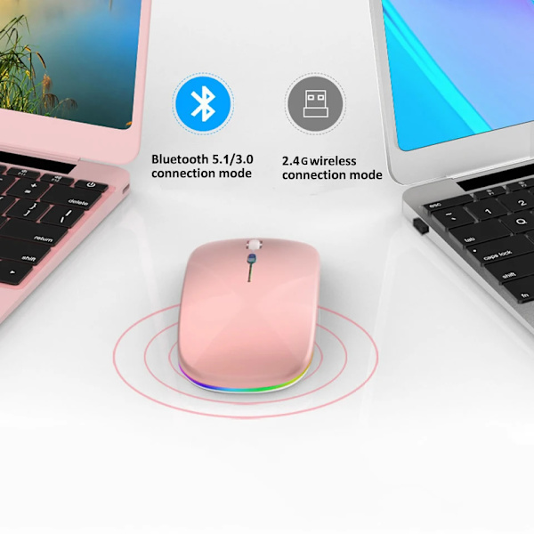 Trådløs mus Bluetooth-kompatibel / 2.4G To forbindelsestilstande Genopladelig RGB-mus Gamer Stille mus til bærbar computer Two Modes Silver