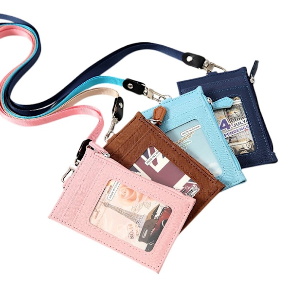 Mini Pung Badge Holder Buskort Cover ID-kortholder med snor Myntpung Coffee