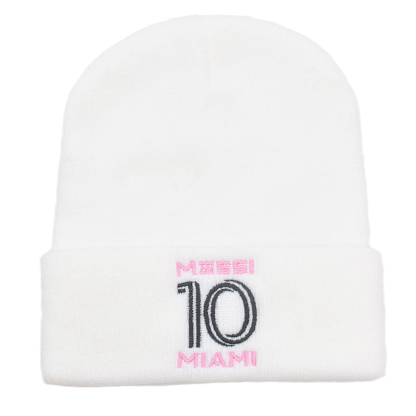 Mub- Miami Messi Lue AW 10 Brodert Strikket Lue Vifte Varm Kald Caps-FA3- No. 10 - white