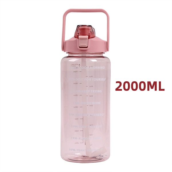 2 litran vesipullo pillillä Suuri kannettava urheiluvesikuppi Pinkki-FA3- Pink 2000ml