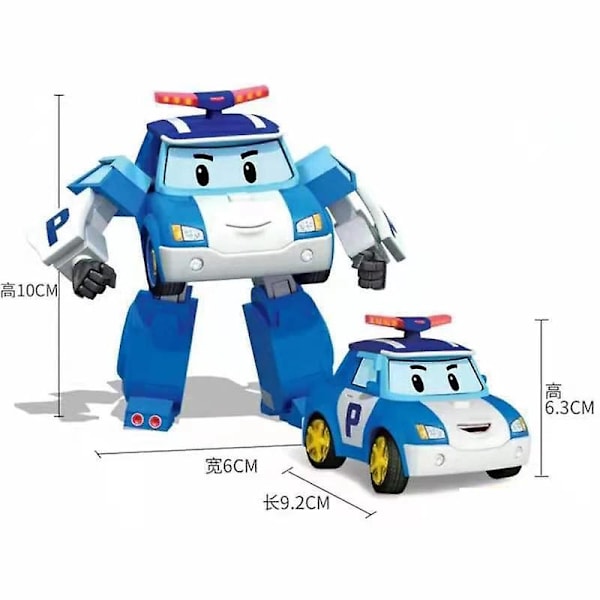 6 kpl/setti 2023 Korea Speelgoed Polis Robocars Transformatie Robot Poli Roy Amber Anime Metall Actionfigur Tecknad Leksaksbil Barn 6PCS