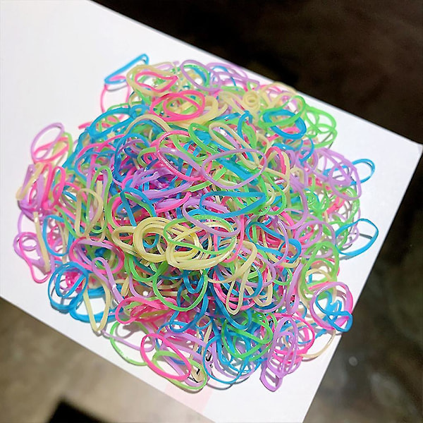 1000 st Barn Elastiska Engångshårband För Fräsch Stil Söta Godisfärgade Små Gummiband Ingen Skada Hår Tofshållare