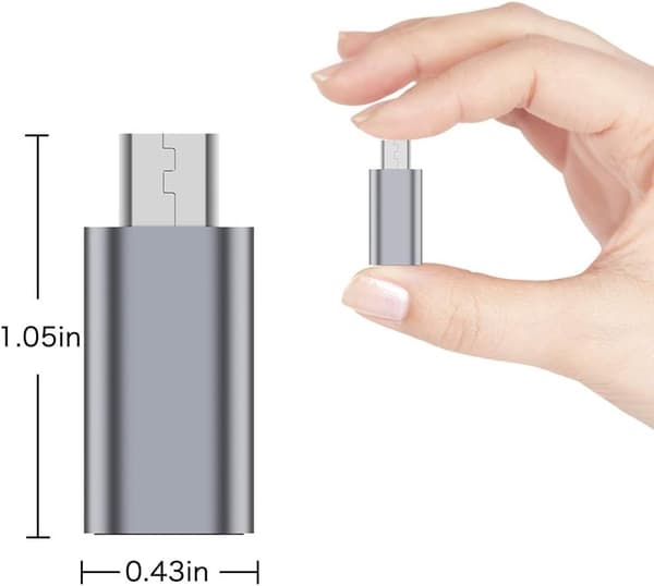 USB-C - Micro-USB -sovitin, (4 kpl) Tyyppi C Naaras - Micro USB Uros Muunninliitin Tukee Latausdatan Synkronointia (Harmaa)-FA-