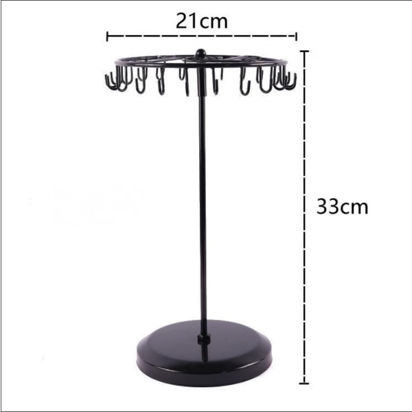 Roterende halskædeholder Smykkearrangør Display Stand 13 tommer -sort