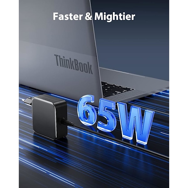 65W USB-C-laturi kannettavalle tietokoneelle (1,8 m) Lenovo Thinkpad ASUS Zenbook