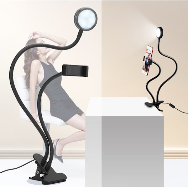 Klippbar sammenleggbar LED-lampe med høy lysstyrke Tattoo-lampe Justerbar neglekunstlampe Svart