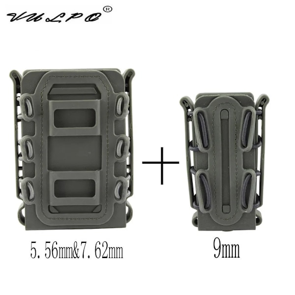 VULPO Taktisk 5,56 mm & 7,62 mm magasinpåse 9 mm pistol Molle Mag-påse Soft Shell Mag-påse 9mm 5.56 7.62 Gray