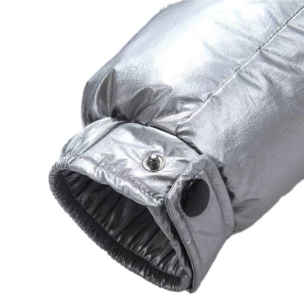 Vinterjakke for menn, blank, med ståkrage, vanntett, med hette, sølv sølv-FA- silver XL