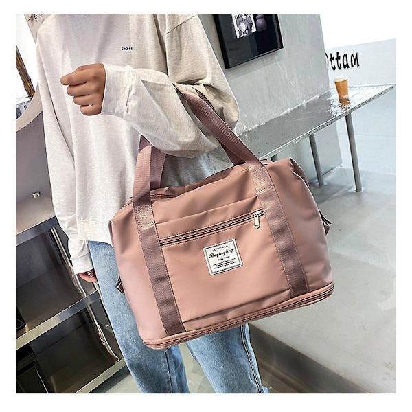 Vanntett skuldertaske Weekendbag Svømming Sport Reiser Gympose Ekspanderbar pose Lett og enkel å bære (rosa) - Perfekt