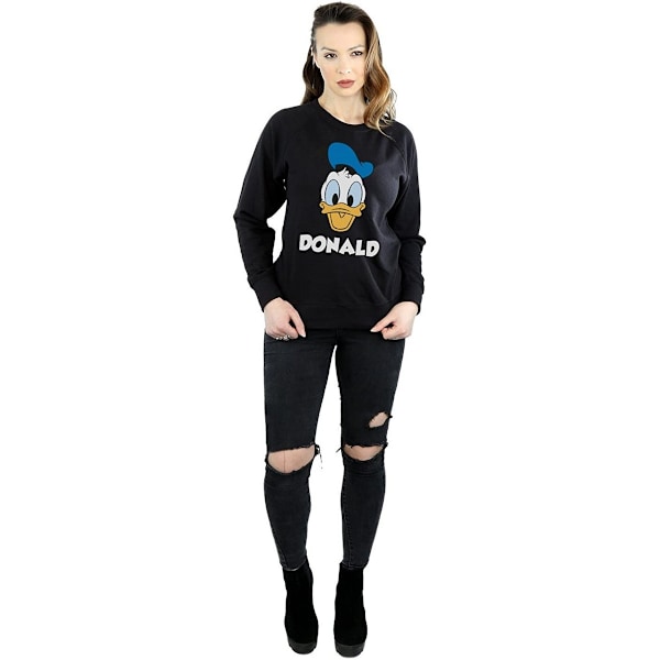Disney Dame/Kvinder Donald Duck Ansigt Bomulds T-shirt M Sort Black Black M