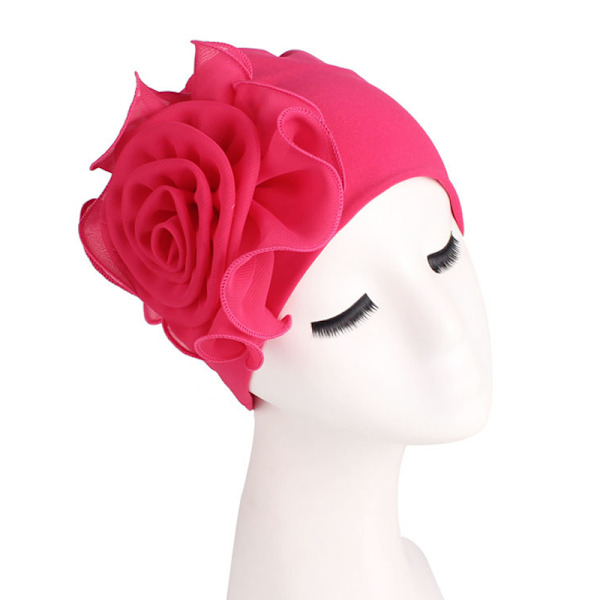 Damehatt med stort blomstermønster, bandanahatt, lue Rose red