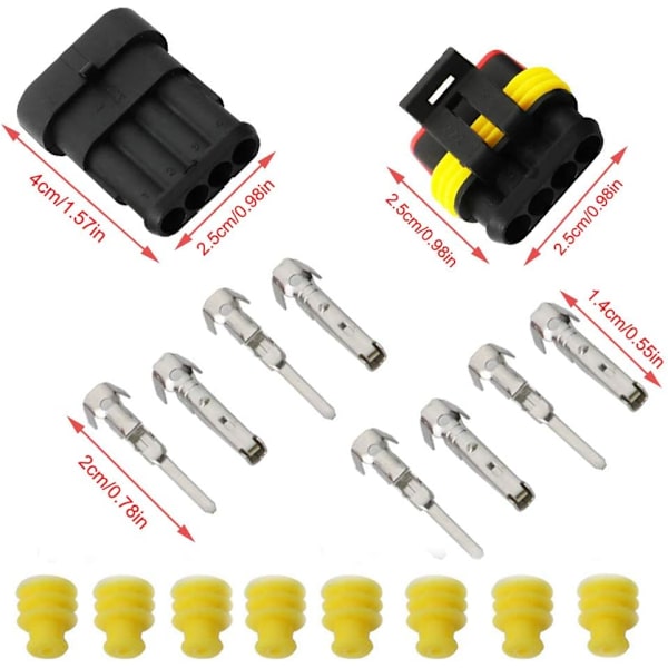 15 kit 2 stift 3 stift 4 stift bil vattentät elektrisk kontakt, C