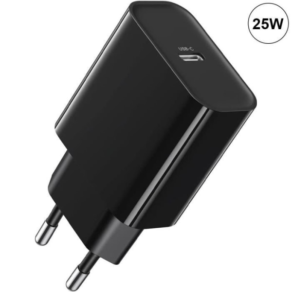 25W USB-C Snabbladdare Svart f?r Samsung Galaxy A12 A13 4G-5G A04s A22 A33 A52 4G-5G A52s A53 5G