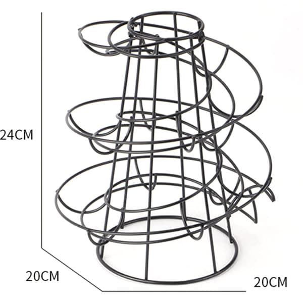 Egg Dispenser Rack Spiral Design Metal Egg Carousel Freestanding Wire Chicken Egg Storage Organizer Display Holder Black-FA- Black
