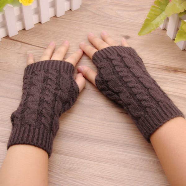 Damhandskar med diamanter, halvfinger, långa modehandskar Dark gray twist