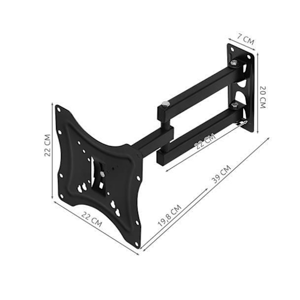 Svingbart veggfeste for TV - TV-feste med arm - 14-55 tommer black 1688