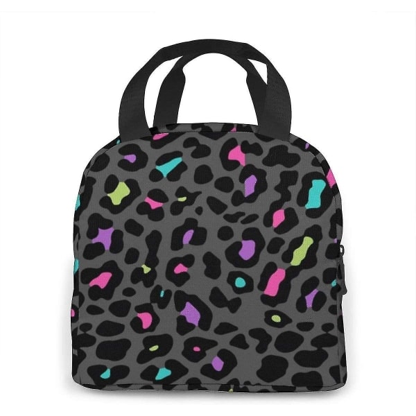 Pojkar Flickor Isolerad Neopren Lunchväska Rave Style Leopard Print Tote Handväska Lunchlåda Mat Behållare Kylare Varm påse För skolarbete Kontor