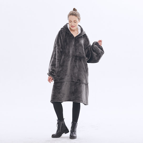 Oversized Sherpa Hoodie, Bærbar Hoodie Sweatshirt Tæppe