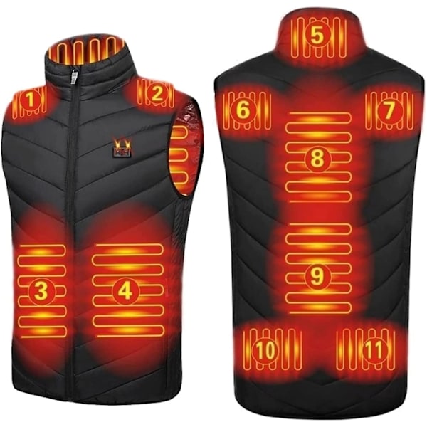 Lämmittävä Liivi Naiset Body Warmer 3 Säädettävää Lämpötilaa Musta Black XXL